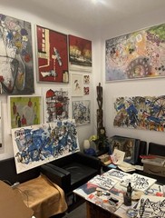City scene Düsseldorf 60 x 120 cm original sig. Acrylic Picture Expressive Art Milling
