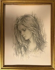 After Giuseppe Tarantino : Portrait Of A Young Girl , Print , Signed 1972