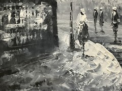 Caroline Burnett oil painting Black & White