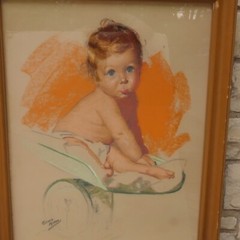 GLORIA MORAN ORIGINAL PASTEL PAINTING BROWN AND BIGELOW ADVERTISING ARTIST