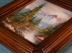 Vintage 8″x10″ Oil Painting Signed Holman Mountain Landscape13″x15″ Wood Frame