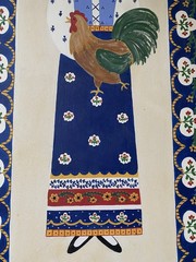 Linda Ragno Copper Oats Hand Painted French Folk Art Woman With A Chicken Signed