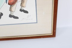 Vintage Jews Dancing with Torah Water Color Painting Hebrew Art Signed Illegible
