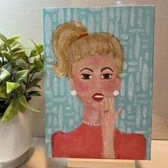 Abstract Lady Original Acrylic Painting on 5″ x 7″ Canvas Panel Mary Got A Ring