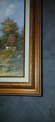 Country House by Water Oil Painting on Canvas by Zolan 21 3/8″ x 17 1/2″