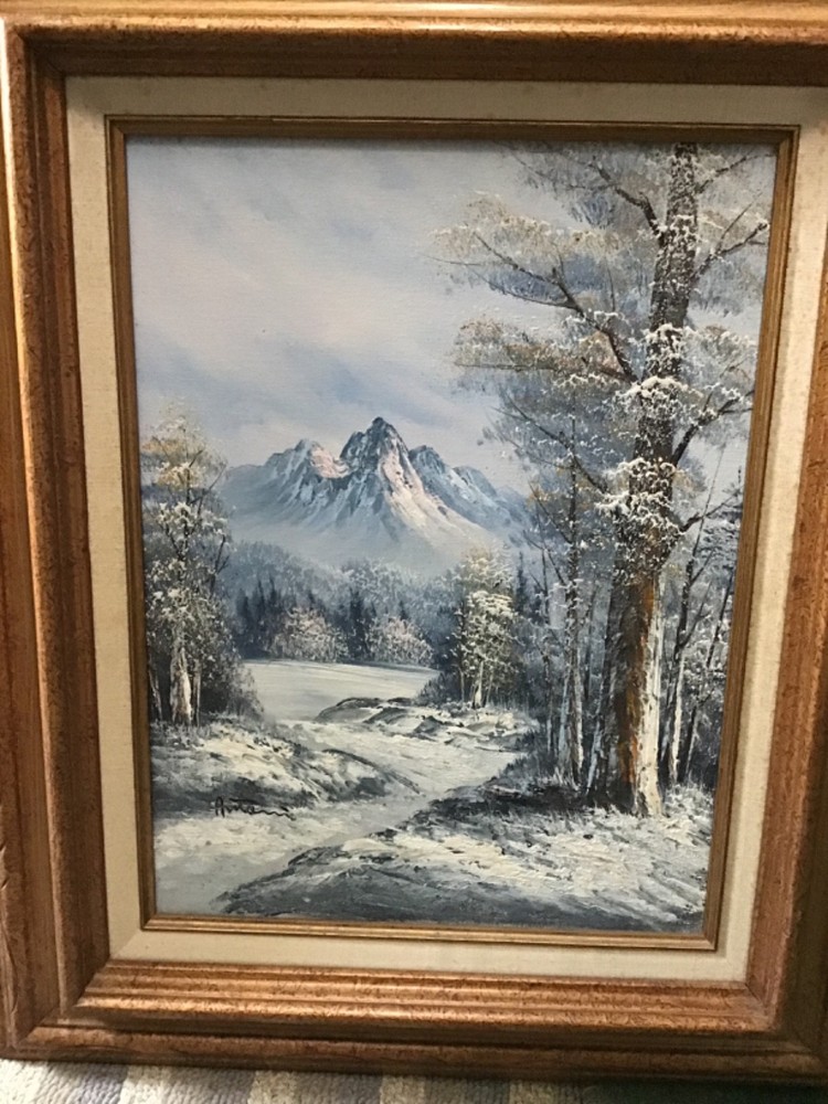 Mountain Wilderness”Original Oil on Canvas~Signed Antonio~Carved Wood Frame~OOAK