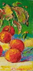 Cherries Impasto Painting Original Art Impression Oil Painting 7 x 5 in