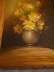 Robert Cox Original Oil Painting Floral Roses In Vase Framed