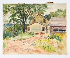 Watercolor on paper View Country Homestead by Egbert Cadmus American 1868-1939