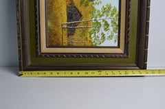 Vintage Art Painting Original Barn Wagon Fall Color Poplar Mountains Joshua Tree