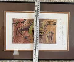 Mongolian Petroglyph Calligraphy Painting Original Tamga Art Matted Framed 13×18