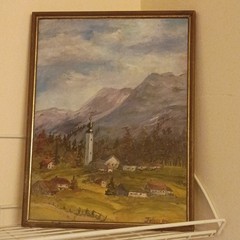 Fredric Framed Signed Impressionist Landscape Canvas Painting Village Church