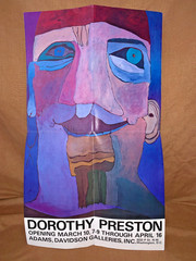 Listed Artist Dorothy Preston Original Painting Woman w Bird & Show Poster