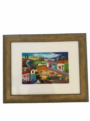 Shlomo Alter Lazy Evenings Hand Signed 71/495 Serigraph Framed Primitive Art