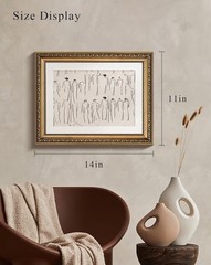 Abstract Minimalist Line Art- Gold Framed Canvas Print Modern 11×14 Canvas