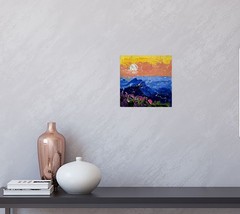 Appalachian Mountains Original Oil Impasto Painting Floral Landscape Art 6 x 6″