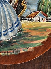 Argentina Oil Painting On Wooden Plate 9″ La Querencia Gaucho Vintage Folk Art