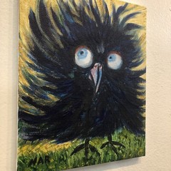 Crow Painting Bird Original Painting Raven Wall Art Golden Painting