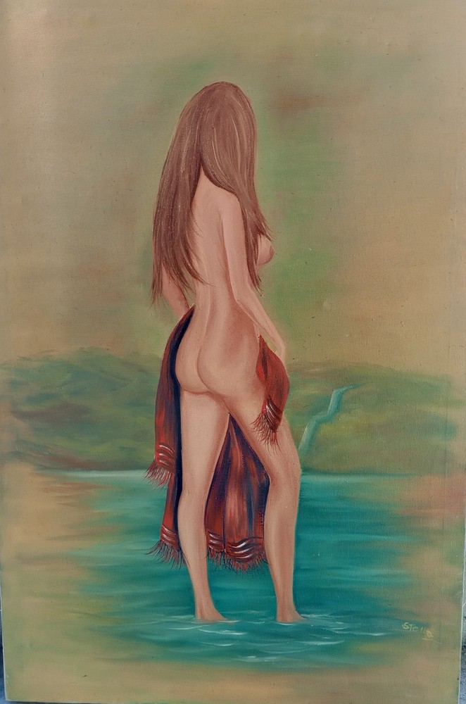 Original Oil Painting 24×36 Inches Female Nude Signed by Stella