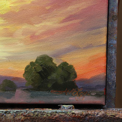 Love Art Original Oil Painting Arizona Landscape Southwestern Bright Sunset Sky
