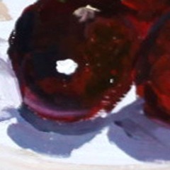 RED CHERRIES still life Oil painting UKRAINE 8X10