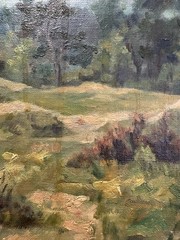Impressionist Signed Oil Landscape Heath With Pines Panoramic View, France