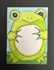 ACEO Original ‘Froggy Belly Full’ Paintings By Lyn’et – Original