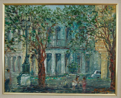 ORIGINAL FRAMED OIL PRADO BOULEVARD SCENE OLD HAVANA, CUBA ARTIST: HECTO VIDAL