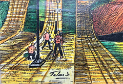 Black Ink & Watercolor Panama Canal Drawing Signed by Tolmos 2003 Original Work