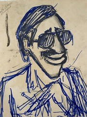 Juan David. Caricature. Ortega, ca 1978. Ink on cardboard. Original art