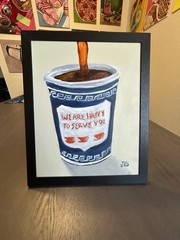 NYC Anthora Coffee Cup Painting 8×10 Framed Acrylic on Canvas Panel