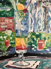 RAINBOW COCKTAIL Louisiana Pat O Briens Oil Painting Kristi Jones New Orleans