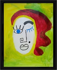 Neo Expressionism/Abstract Red Head Lady 11×14 Colorful Street Art Painting