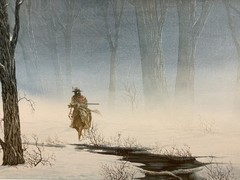 1982 Don Griffiths Cowboy Mountain Man Snowy Landscape Framed Watercolor Art