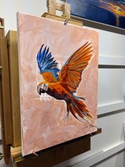 Hunt Original Art: 12×16 Acrylic on Canvas Tropical Bird