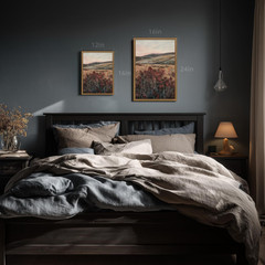 Moody Mountain Wildflower Landscape Wall Art, Farmhouse Rustic Floral Canvas Pri