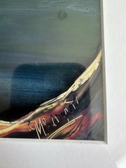 1998 Simon Signed Framed Original Art Acrylic Surreal Pyramids Planets Space
