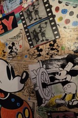 Nelson De La Nuez Mixed Media Collage Canvas CLASSIC MICKEY Mouse Disney Minnie