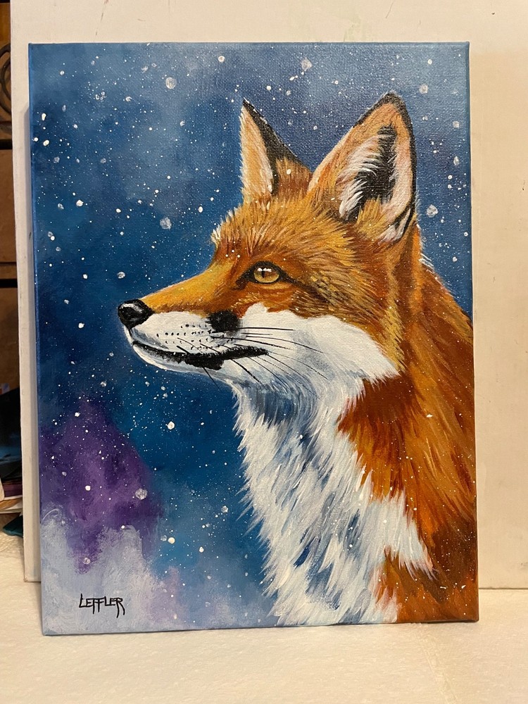 9 x 12 Acrylic Painting on Canvas ….“ Fox in Winter“
