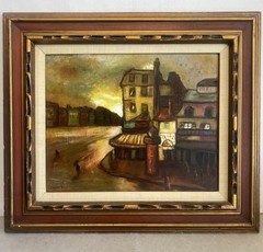Vintage Jane Coulombe Paris Rainy Street MCM Framed Expressionist Listed Artist