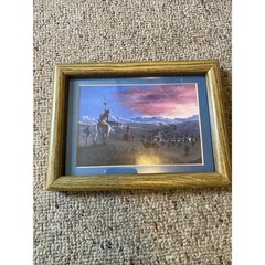 Indian Settlement Art Print Decor Native American Camp Riding Horse Lot Of 2