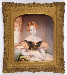 Maria A. Chalon (ca.1800-1867) „Lady with love letter“ fine miniature, c1840 (m)