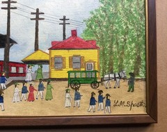 2 Primitive Paintings by L M Spaeth of Pitman New Jersey & Alcyon Park Boardwalk