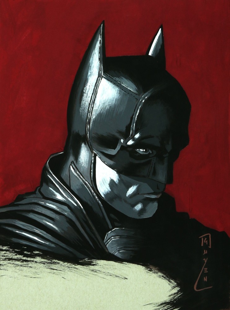Batman Portrait Painting – Original Gouache Painting – DC Comic Book Art