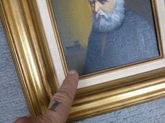 Vintage David Pelbam Signed Oil Painting Sea Captain Sailor Portrait Framed Boat