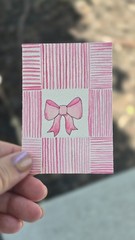 „Coquette Pink Bow Pattern 2“ cute ACEO art card original by Cassandra Lyon