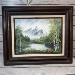 Original Painting Framed 20×24 Signed Mountains Landscape Signed