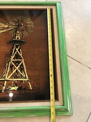 Jack White Signed – Windmill – ￼Vintage Etching Gold Leaf – Original 20”