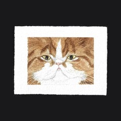 ACEO Original PERSIAN TABBY CAT Miniature Watercolor Painting with Mat „Ginger“