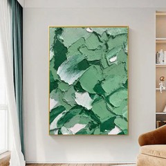 Hand Painted Oil Painting 3D Green Picture Abstract Wall Art Home Decoration